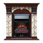Каминокомплект Glenrich Арочный Карелия (красное дерево)+Majestic Black