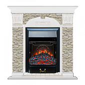 Каминокомплект Glenrich Арочный Грот однотонный (белый)+Majestic Black