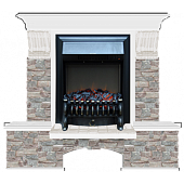 Каминокомплект Glenrich Бостон К Грот цветной (белый)+Fobos Black