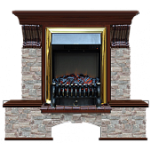 Каминокомплект Glenrich Бостон К Грот цветной (красное дерево)+Fobos Brass