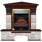 Каминокомплект Glenrich Бостон К Мисхор угловой (красное дерево)+Majestic Brass